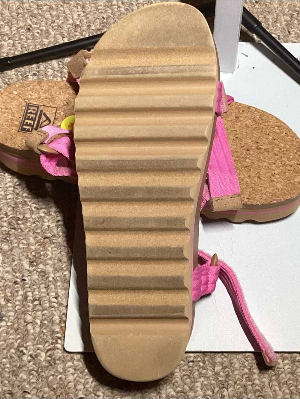 Reef Pink Cork Footbed Sporty Strappy Sandals - Picture 2 of 2